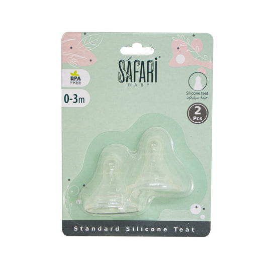 Safari baby silicone teat 0-3mo - transparent (2pieces)