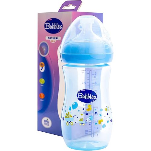 Bubbles Natural Baby Bottle 280ml Blue