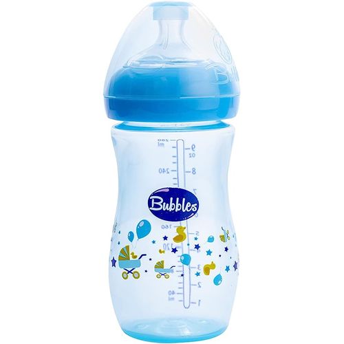 Bubbles Natural Baby Bottle 280ml Blue