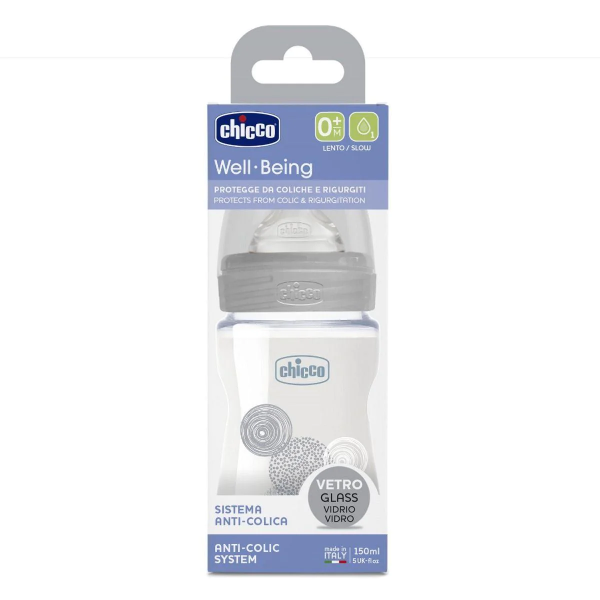 CHICCO WELL-BEING 150 ml GLASS BOTTLE زجاج