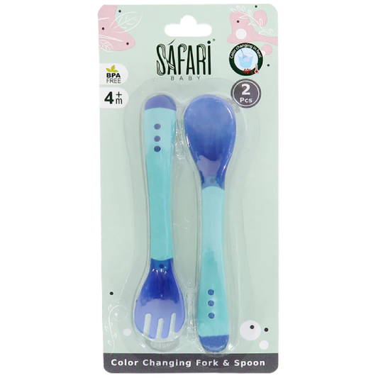 SAFARI BABY COLOR CHANGING FEEDING SPOON & FORK | 2 PCS |