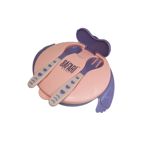 Safari BABY dividable bowl with spoon and fork blue
