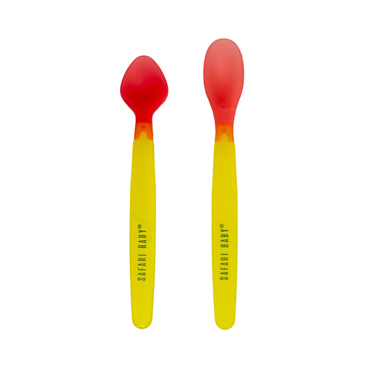 Safari baby color changing spoon set yellow 2 piece
