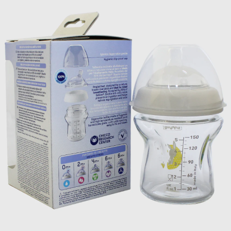 CHICCO NATURAL FEELING GLASS BOTTLE BUNNY 150ML