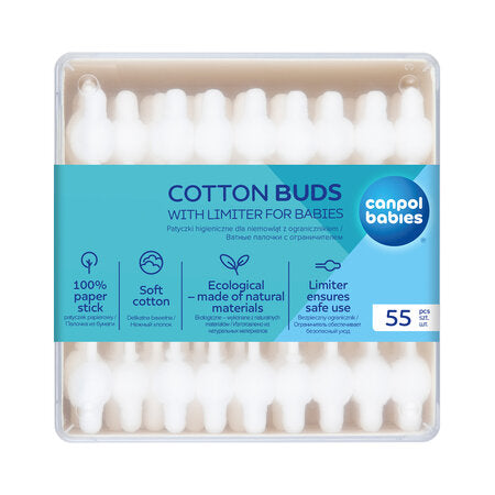 Canpol babies Safe Cotton Buds with Limiter for Babies 55 pcs.