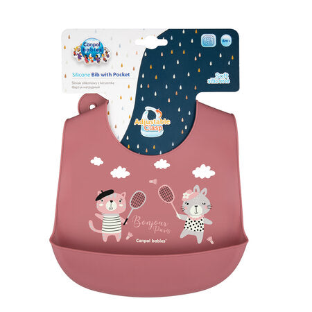 Canpol babies Silicone Bib with Pocket BONJOUR PARIS navy blue