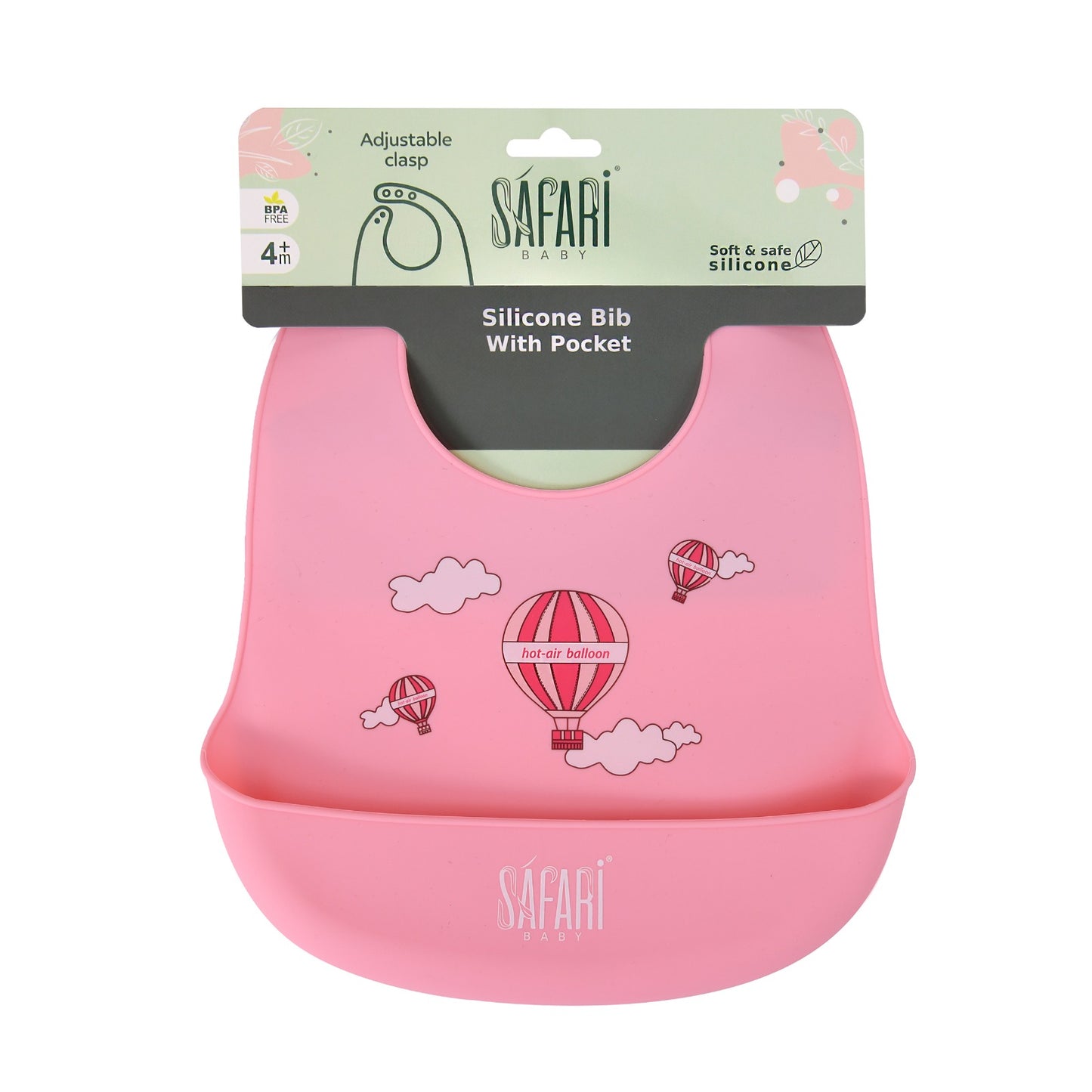 SAFARI BABY SILICONE BIB WITH POCKET