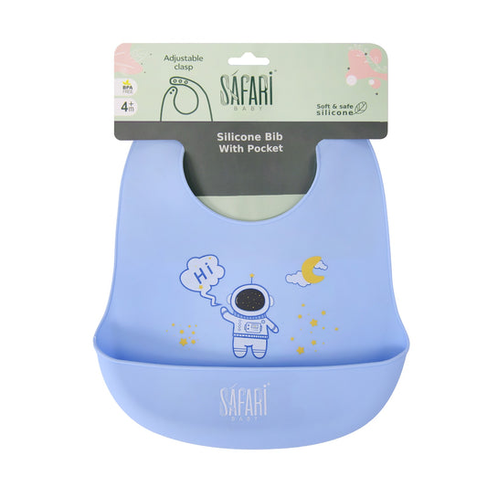 SAFARI BABY SILICONE BIB WITH POCKET
