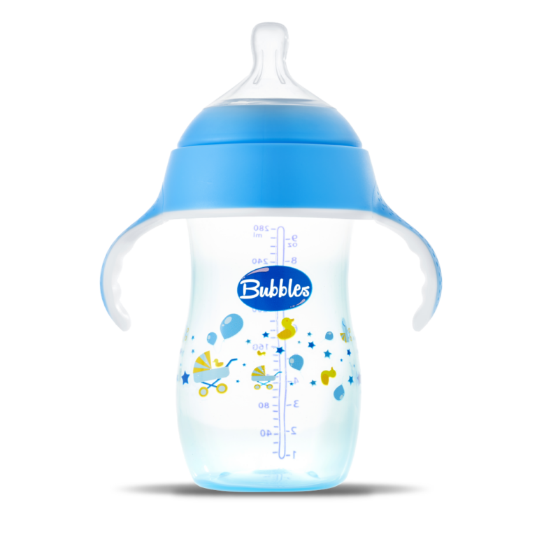 Bubbles natural feeding bottle 280 ml with hand