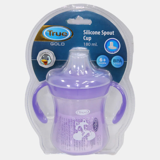 كوب لتدريب الطفل على الشرب بفوهة شرب من السيليكون من ترو جولد، سعة 180 مل، لعمر 6 شهور فما فوق بمقابض وغطاء