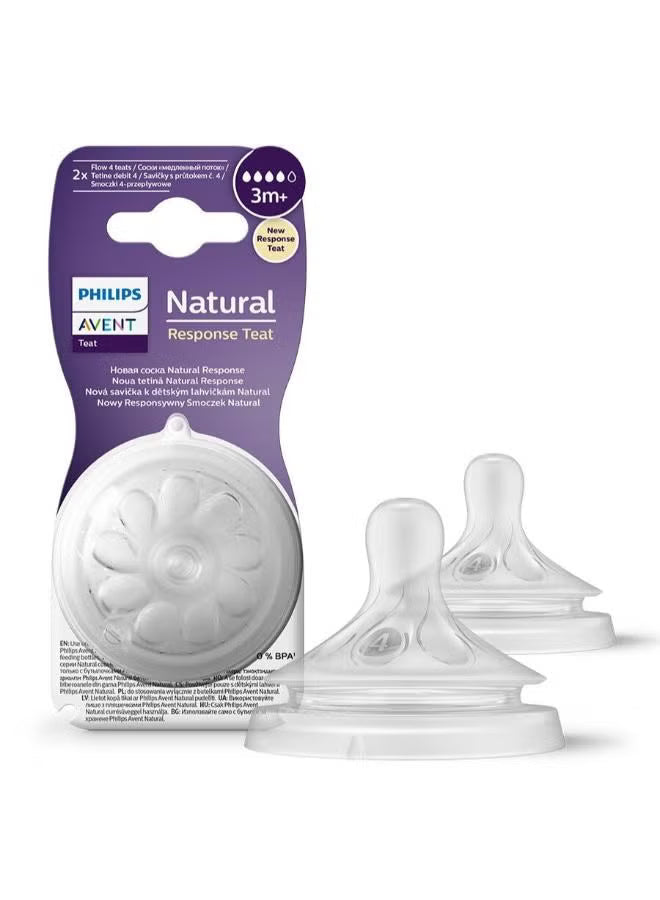 Avent Natural Response Nipple Flow 4 (3M+) - 2 Pack