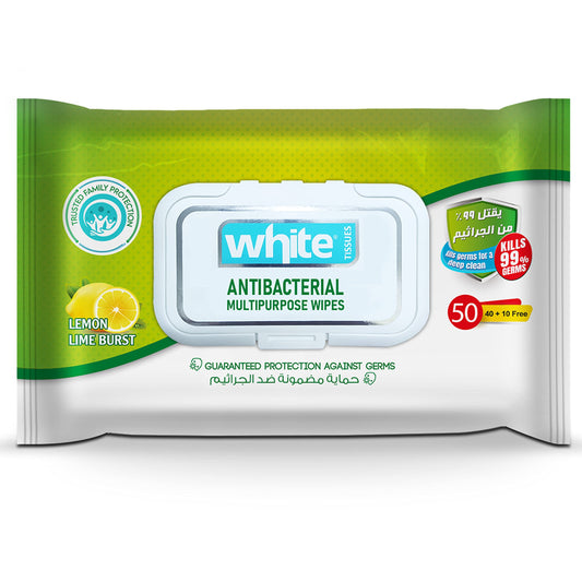 White anti-bacterial wipes 50pcs