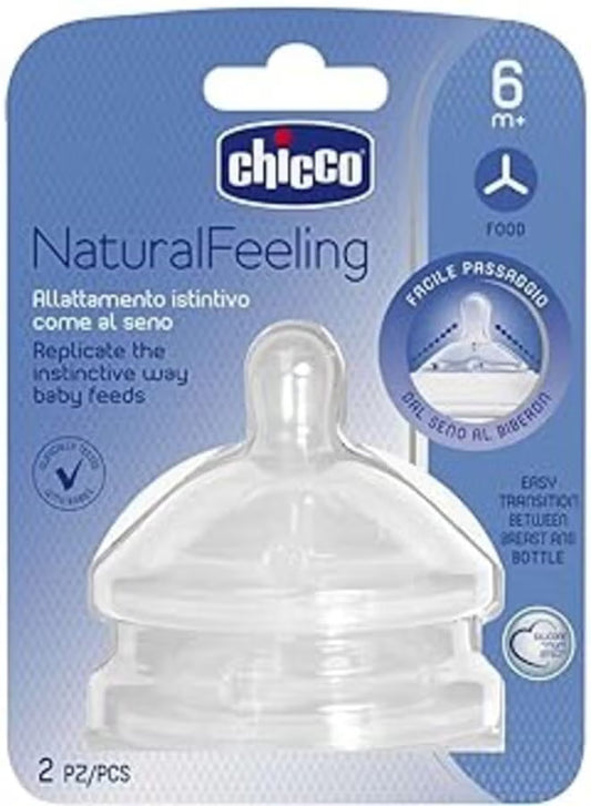 Chicco Natural Feelling Teat 6M+ Food Flow (2 Pcs)