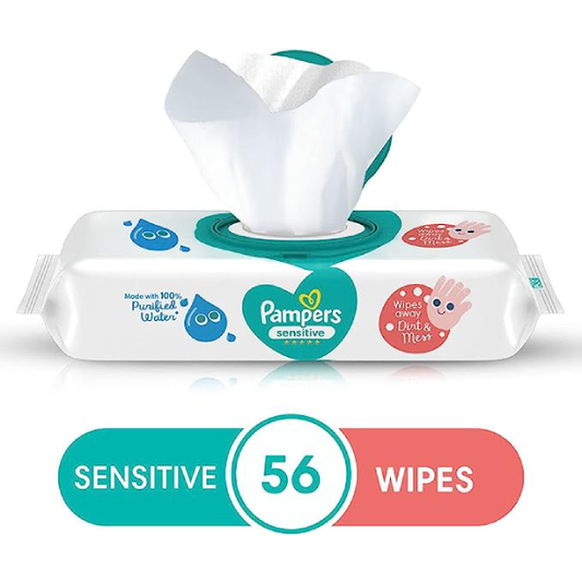 Pampers Sensitive Protect Baby Wipes, Made with 100% Purified Water, 56 Wipe Cou