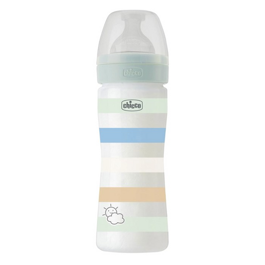 Chicco Well-Being Baby Bottle White Medium Flow 250mL BOY