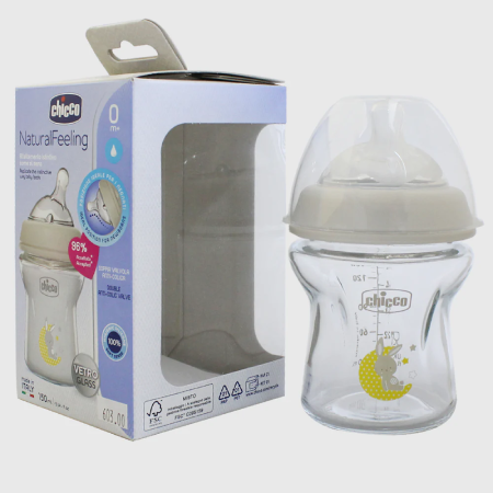 CHICCO NATURAL FEELING GLASS BOTTLE BUNNY 150ML
