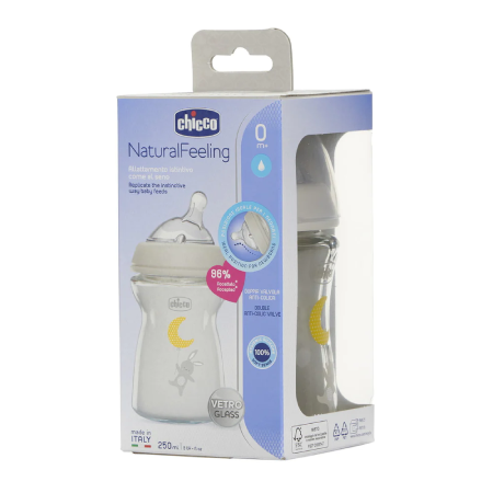 Chicco Natural Feeling Glass Bottle +0 months (250 ml)