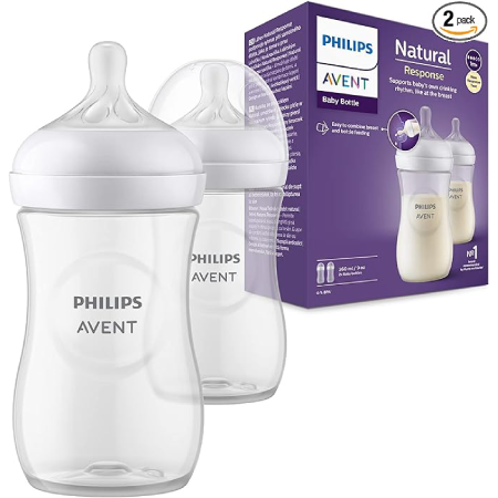 Philips Avent Natural Response Baby Bottle - 2 x 260ml Baby Milk Bottle for Newb