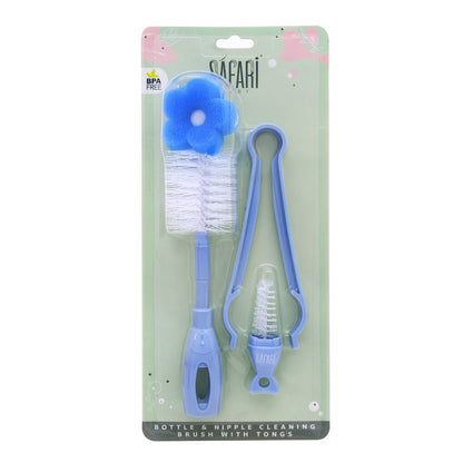 SAFARI BABY BOTTLE AND NIPPLE CLEANING BRUCH WITH TONGS