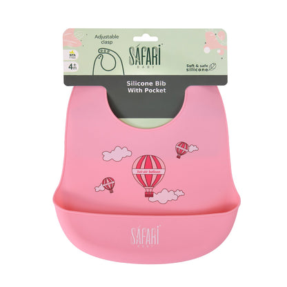 SAFARI BABY SILICONE BIB WITH POCKET
