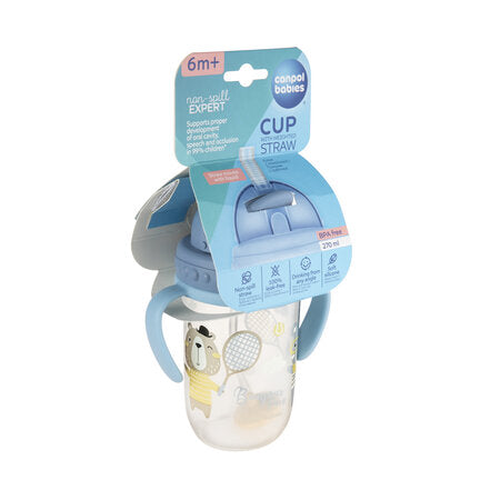 Canpol babies non-spill cup with weighted straw 270ml BONJOUR PARIS BLUE