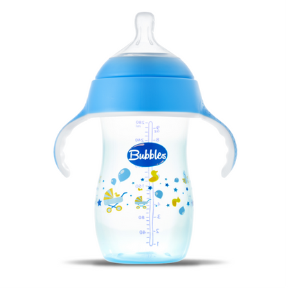 Bubbles natural feeding bottle 280 ml with hand