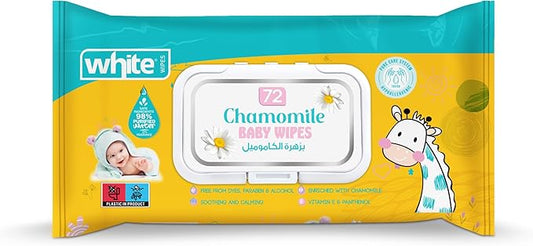 White Baby Wipes 72 Tissues [ Chamomile ]