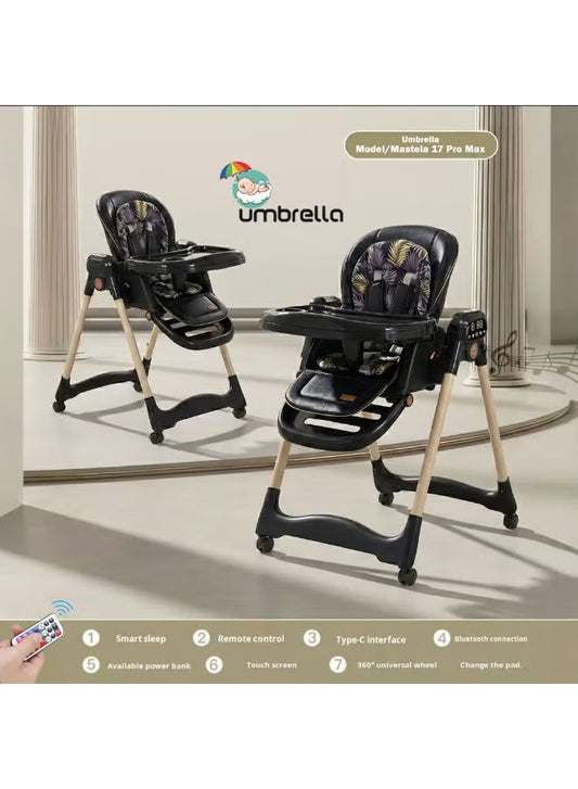 كرسي طعام للأطفال من امبريلا متعدد الخصائص بلوتوث وتايمر وموسيقي وريموت تحكم 5 سرعات